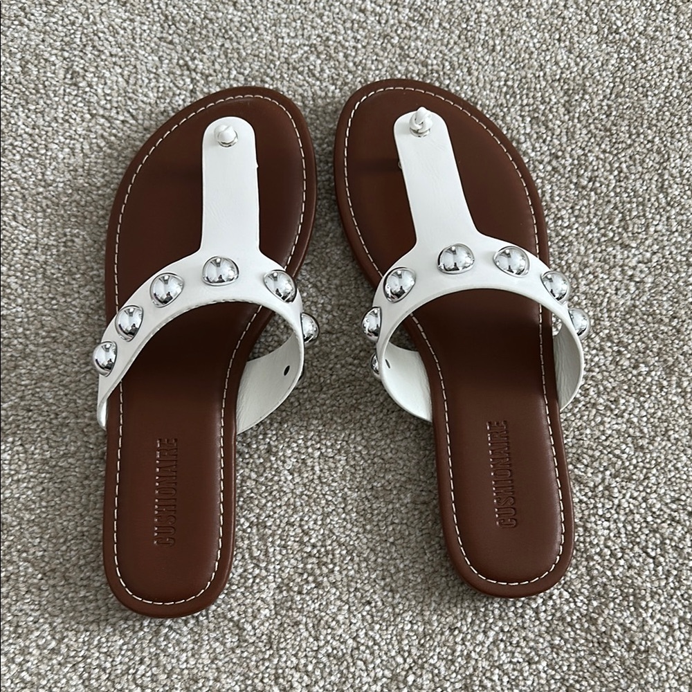 Cushionaire White Studded Sandals